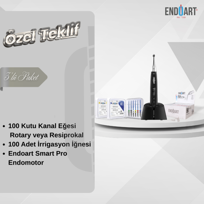 100 KUTU KANAL EĞESİ + ENDOART PRO ENDOMOTOR + 100 ADET İRRİGASYON